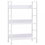 Etajera carti vidaXL 3 rafturi, alb, 60x27.6x90.5 cm, lemn prelucrat, biblioteca living, raft depozitare, design compact, usor de curatat