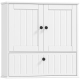HOMCOM Dulap de baie de perete rustic cu raft reglabil, uși duble și ușă batantă 60x19,5x60 cm Alb | Aosom Romania