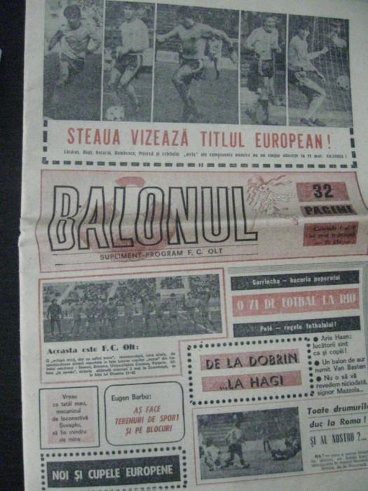 FC Olt Scornicesti - Supliment program / Revista Balonul - anii 80