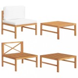 Cumpara ieftin Set mobilier grădină cu perne crem, 2 piese, lemn de tec