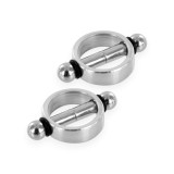 Cleme magnetice pentru sf&acirc;rcuri METAL HARD Magnetic Nipple Clamps, din oțel inoxidabil, culoare argintiu și negru, 2 buc