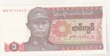 Bnk bn Myanmar 1 kyat 1990 necirculata