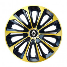 Set 4 Capace Roti pentru Renault, Extra Strong Gold & Black, R16