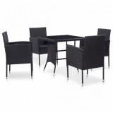 Set mobilier de exterior, 5 piese, negru, poliratan, vidaXL