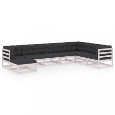 Set mobilier de gradina cu perne, 8 piese, lemn masiv de pin