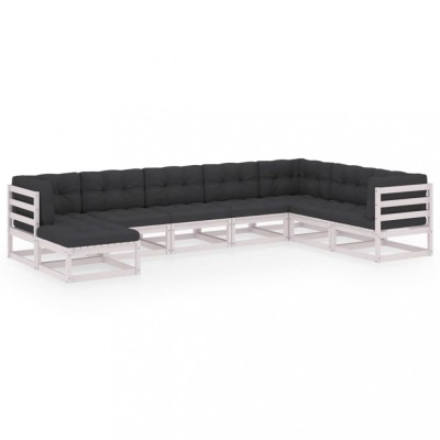 Set mobilier de gradina cu perne, 8 piese, lemn masiv de pin foto