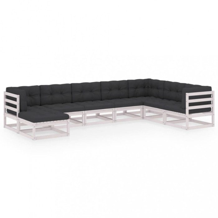 Set mobilier de gradina cu perne, 8 piese, lemn masiv de pin