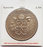 1853 Marea Britanie UK Anglia 5 Pounds 1990 Queen Mother km 962, Europa