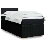 Gossi pat box spring cu saltea, negru, 80x200 cm, textil