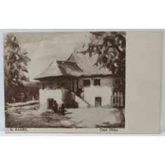 CASA BARBU , pictura de E. BARBU , CARTE POSTALA ILUSTRATA , INTERBELICA