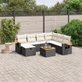 Gossi set mobilier de gradina cu perne, 8 piese, negru, poliratan