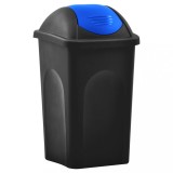 Cumpara ieftin Coș de gunoi cu capac oscilant, negru și albastru, 60L