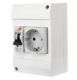 Priza Aplicata Schuko LEDO, Protectie Copii, Diferentiala 16A, 30mA, RCBO, IP20, 130x87mm