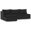 Set mobilier relaxare gradina 4 piese cu perne poliratan negru