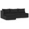 Set mobilier relaxare gradina 4 piese cu perne poliratan negru