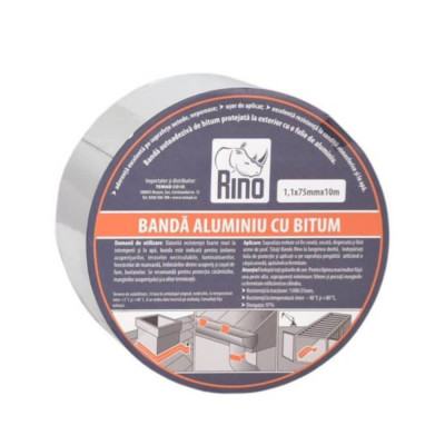 Banda Etansare din Aluminiu cu Bitum RINO, 1.1x75mm x 10m, Banda Etansare Aluminiu cu Bitum, Banda din Aluminiu pentru Etansare, Banda pentru Etansare foto