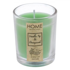 Lum&acirc;nare Parafină Home, Aromatic Candles, Parfum Vanilie-Smochine-Miere, Culoare Verde, Diametru 5cm, &Icirc;nălțime 6.5cm