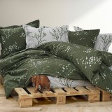Lenjerie de pat verde din bumbac ranforce, 4 piese, 200x230, RNFN 254