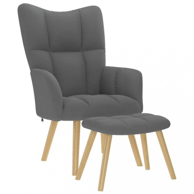 Scaun de relaxare cu taburet, gri deschis, textil foto