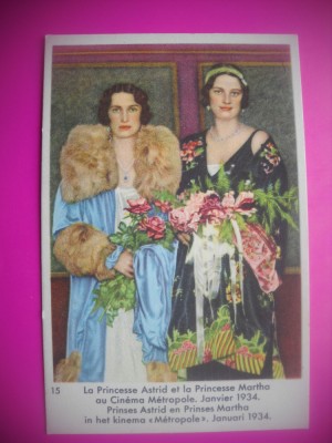 HOPCT 6423 CU PRINTESA MARTHA LA CINEMA METROPOLE 1934 -REGINA ASTRID-FAMILIA REGALA BELGIA-CROMO LITHO-CIOCOLATA COTE D&amp;#039;OR foto