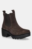 Fly London botine din piele &icirc;ntoarsă TRIG514FLY culoarea maro, cu toc drept, P501514009