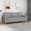 Canapea 3 locuri Gossi, gri deschis, 180cm, textil, cu pernuțe decorative, cadru metalic robust, huse detașabile