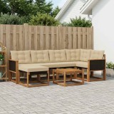Cumpara ieftin Set de canapele de exterior 7 buc. 6-Locuri Natural si Bej