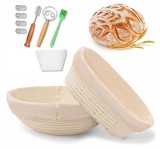 Set 2 cosuri din rattan pentru dospirea painii, rotund si oval, cu accesorii