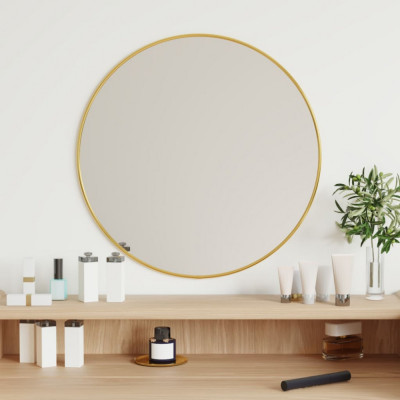 vidaXL Oglindă de perete rotundă, auriu, &amp;Oslash; 50 cm foto