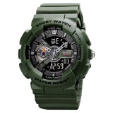 Ceas barbatesc SKME Dual Time cu cronometru, Alarma, Temporizator, Data, Verde, Skmei