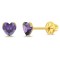 Cercei Aur 14K Copii, model Birthstone (zi nastere februarie), forma Inima cu Piatra CZ Purple