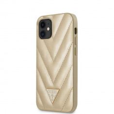 Husa Guess din Piele PU pentru iPhone 12 Mini 5.4&amp;quot;, V-Quilted Collection, Auriu foto