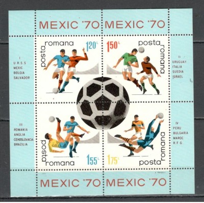 Romania.1970 C.M. de fotbal MEXIC-Bl. TR.302 foto