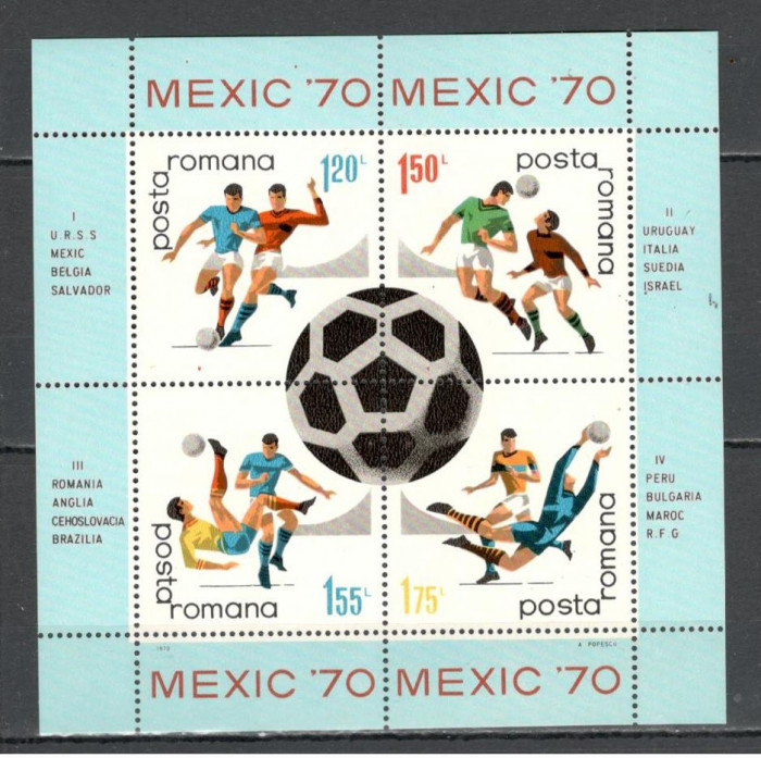 Romania.1970 C.M. de fotbal MEXIC-Bl. TR.302