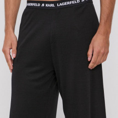 Karl Lagerfeld Pantaloni scurți de pijama bărbați, culoarea negru, material neted