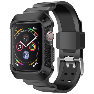 Husa Protectie Ceas OEM Tough pentru Apple Watch Series 4 / 5 / 6 / SE 40mm, TPU - Plastic, Neagra foto