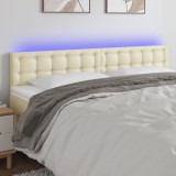 VidaXL Tăblie de pat cu LED, crem, 180x5x78/88 cm, piele ecologică