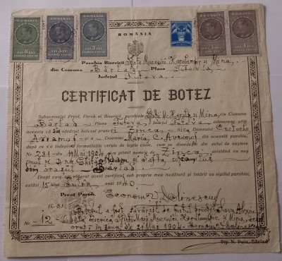 Certificat de botez, comuna Barlad foto