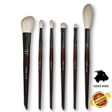 Cumpara ieftin Set ,,The Whites&rdquo;, 6 pensule profesionale pentru machiaj din par natural de capra, handmade, KAJOL Beauty&trade;