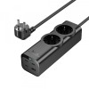 Prelungitor HOCO NS10, 67W, 3A, 1 x USB-A - 3 x USB-C - 2 x Schuko, Negru