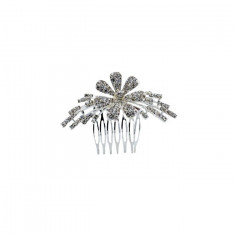Agrafa tip pieptene, model cu floricica,cu cristale ,pentru evenimente speciale,nuanta argintiu foto