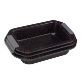 Set 3 tavi, 36/40.5/46 cm, interior granit, maner plastic, Negru