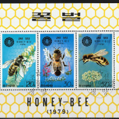 Asia, Coreea de Nord, 1979 | Flori, Insecte, Albine | Coală cu margine | aph