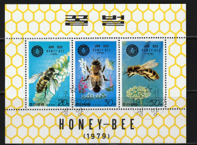 Asia, Coreea de Nord, 1979 | Flori, Insecte, Albine | Coală cu margine | aph foto