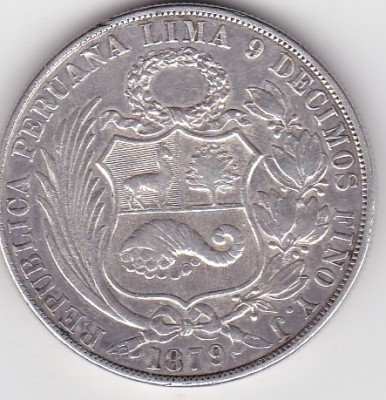 Peru 1 sol 1879 YJ foto