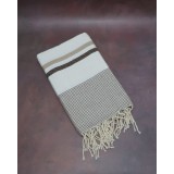 Prosop plaja Fouta | Tunis | white brown 200 x 100 cm