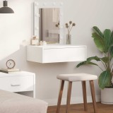 Masa toaleta suspendata vidaXL cu LED, alba, 60x40x70 cm, oglinda iluminata, sertar cosmetice, MDF