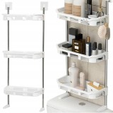 Raft suplimentar universal cu 3 polite pentru baie, montaj pe perete, deasupra vasului de toaleta, dimensiune 84 x 30 cm, culoare Alb