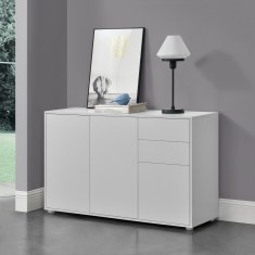 Comoda Paarl WM cu 3 usi si 2 sertare alb mat [en.casa] HausGarden Leisure