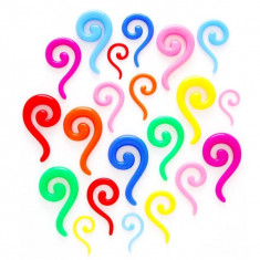 Piercing colorat pentru ureche - expander spiralat - Lățime: 3 mm, Culoare Piercing: Verde